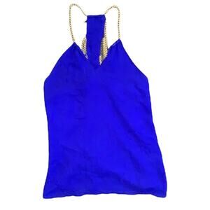 Charlotte Russe Tank Top Size M Bright Blue Tank Top Gold Chains